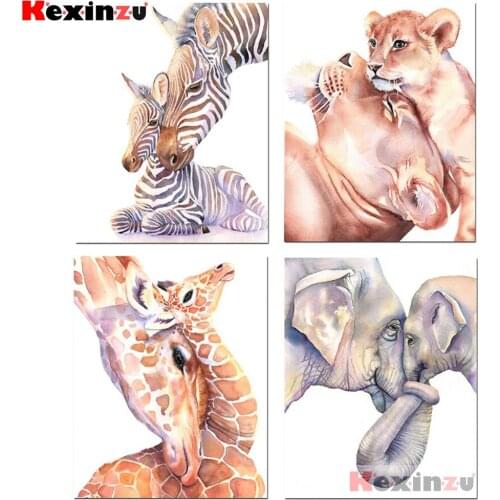 KEXINZU Nordic Art Diamond Painting Nursery Giraffe Lion Zebra Print Animal Wall Picture Baby Diamond Embroidery