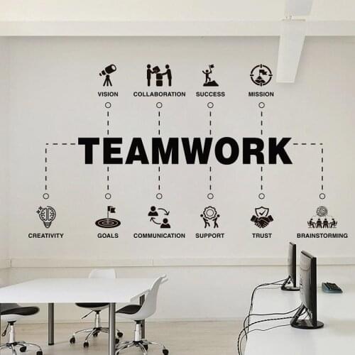 Company teamwork values office teamwork spirit team building inspirational slogan office front desk decoration vinyl decals B5