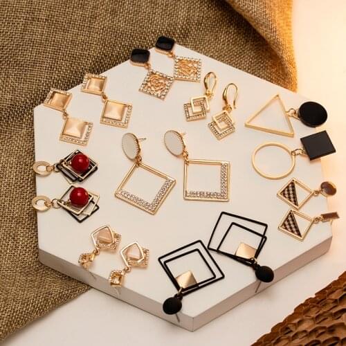 Korean New Fashion Elegant Charm Dangle Drop Korean Earrings For Women Geometric Gold Silver Color Earrings 2020 Party Jewelry