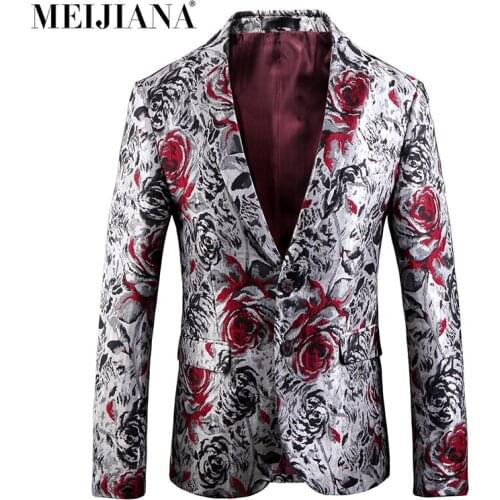 MEIJIANA Suit Slim Print Romantic Fashion 5XL Spring Jacket Men Size Blazers Plus US Male Casual Autumn Coat Blossoms