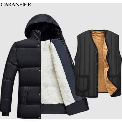 CARANFIER 2019 Hot Fashion Hooded Winter Coat Men Thick Warm Mens Winter Jacket Fathers Gift Parka Warm -15 degrees