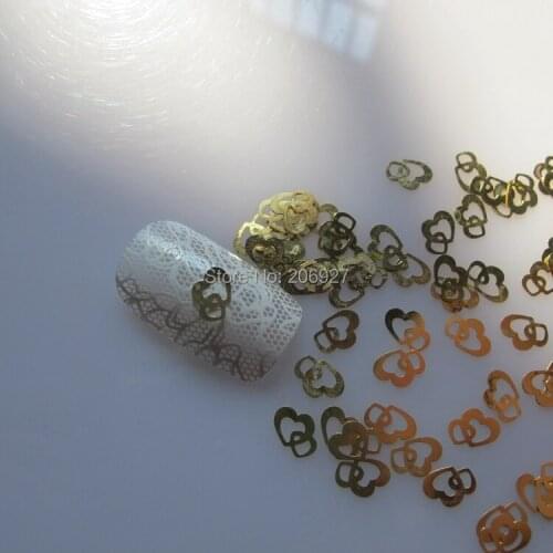 MS163 100pcs Gold Cute Heart Deco Nail Art Metal Sticker Nail Art Decoration Non-adhesive Sticker