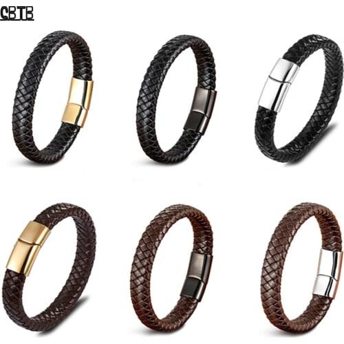 Mens Buddha Bracelet Stainless Steel Leather Charm Bracelet Classic Temperament Couple Jewelry Birthday Gift Wholesale