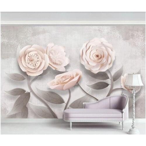 Custom photo 3d wallpaper Modern 3D pink stereo flower background home decor living room 3d wall murals wallpaper for walls 3 d