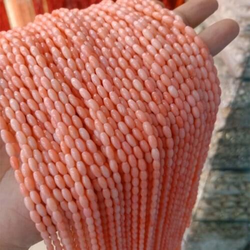 Natural Coral Beads 3x6mm Rice Shape Loose Spacer Coral Beads For Jewelry Making DIY Chram Bracelet Necklace Material 15