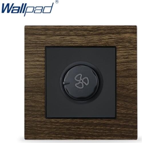 Fan Speed Contorl Switch Wallpad Aluminium Metal Panel Wood Design Rotary Fan On/Off Speed Control Wall Switch
