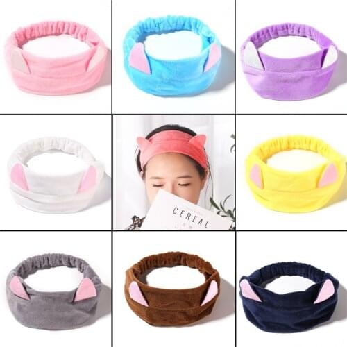 Make Up Wash Face Bath Shower headband women Fashion cute Cat ears Soft Elastic hair band ladies yoga SPA turban hair Accessory
