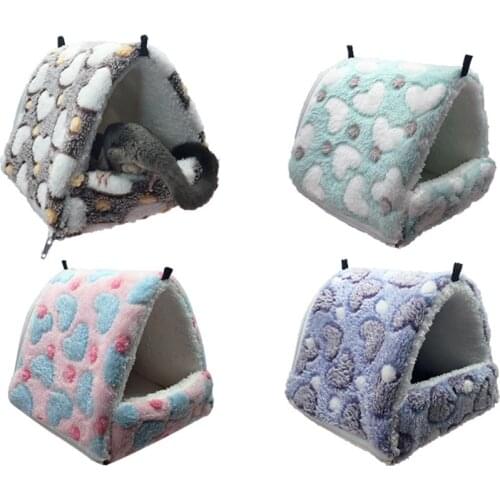 Removable Small Animals Pet Hanging Cages Hamster Squirrel Sugar Glider Cotton Comfortable Hammock Triangle Nest Pets Supplies