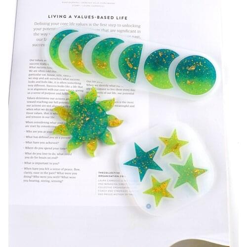 DIY Handmade Crystal Epoxy Resin Mold Star Sun Moon Resin Mold Planet Ornament Pendant ins Wind Silicone Mold For Resin