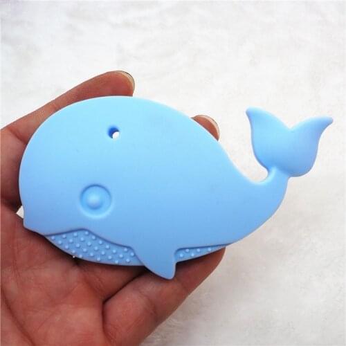 Chenkai 50PCS Silicone Whale Teether DIY Animal Baby Shower Pacifier Dummy Teething Chewing Pendant Nursing Jewelry Sensory Toy