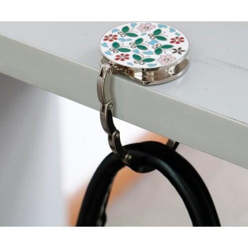 Mini Foldable Hook Purse Tote Flower Folding Table Handbag Shape Metal Bag Table Hanger Holder Decoration for Home