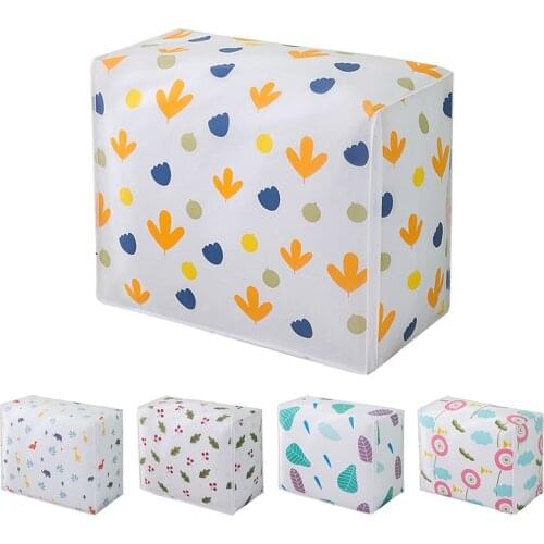 Printed Quilt Clothes Storage Bag Folding Duvet Blanket Sorting Bags Dust-Proof Closet Under-Bed Storage Moistureproof Organizer