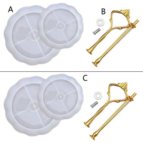 Vintage Crown Metal 2 Tier Cake Fruit Food Plate Stand Resin Casting Mold Fruit Disc Big Plate Fruit Tray Mold Art Craft