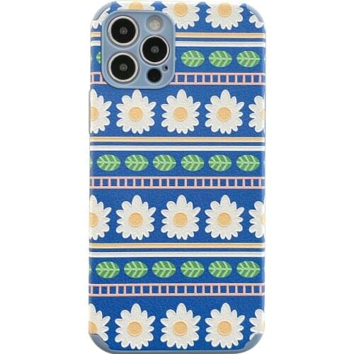 Vintage Daisy Print Case for iPhone 12 Pro Max Back Phone Cover for 12 Mini 11Pro Max X XS XR 6 8 7 Plus SE 2020 Capa
