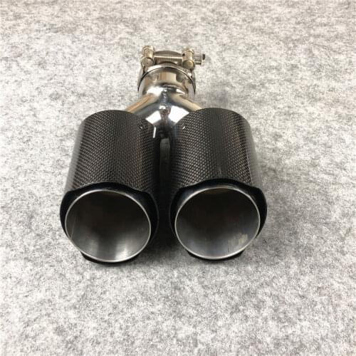Y Model Dual Equal Length Rear Exhaust Tip For Akrapovic Shiny Carbon Tail Muffler End Pipes Car Universal Modification (1 PCS)