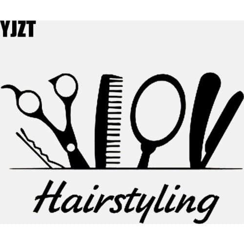 YJZT 14.7CM*9.1CM Hairstyling Hair Salon Hair Dresser ToolsVinyl Car Sticker C22-0159