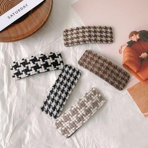 Lovely Plaid BB Hair Clips Knitting Black White Lattice Hairpin Clip Korean Women Girls Barrettes Hair Pin Clip Hair Accessories