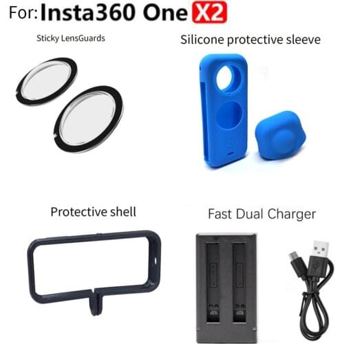TUYU For Insta360 one x2 Lens Guards Protection Silicone Case Soft Cover Shell Charger Helmet chin support for ONE X2Accessories