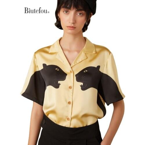 2021 Summer Women Leopard Print Notched Collar Slim Shirt