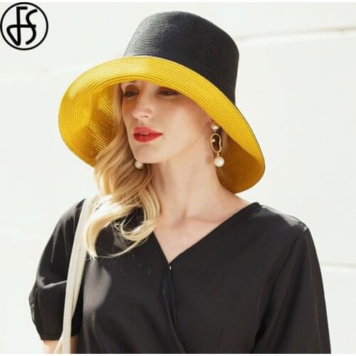 FS Summer Large Brim Oversized Beach Hats For Women Big Straw Hats Casual vacation Foldable Sun Shade Hat Chapeau Femme