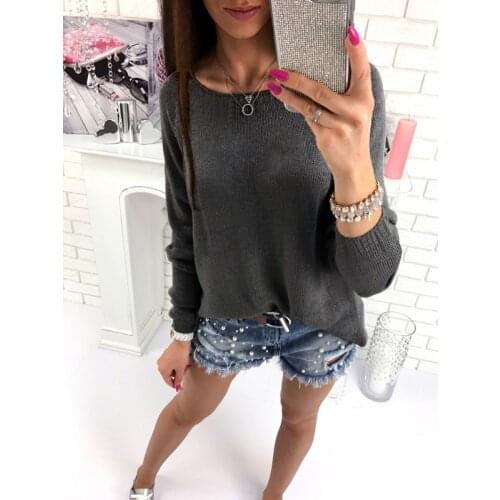 2020 Autumn and Winter women comfortable long sleeve Solid color o-neck back zipper womens Sweatshirt wm