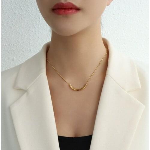 2021 Korean Fashion Necklace Irregular Shape Titanium Steel Necklace Clavicle Chain Women Jewelry Collier Femme Jewelry