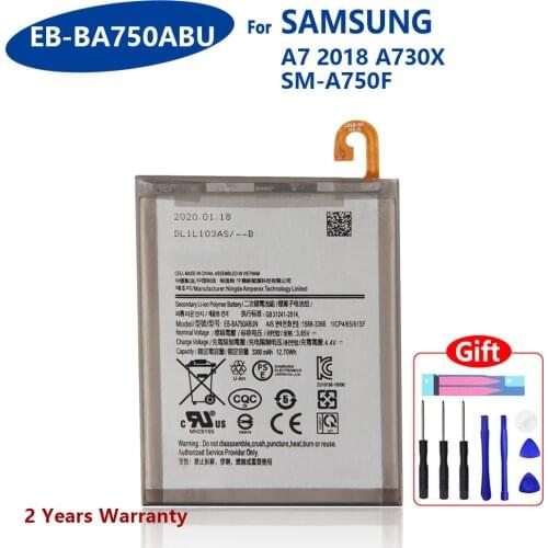 100% Original EB-BA750ABU Battery For Samsung Galaxy A7 2018 version SM-A730x A730x SM-A750F A10 3300mAh Batteries With Tools