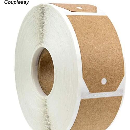 300pcs Blank Kraft Paper Sticker Craft Price Tag Adhesive Label Brown Sealing Stickers Stationery Decoration Sticker 1.15x2 inch