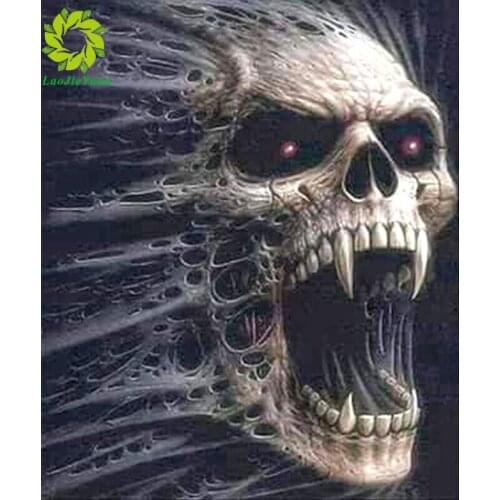 5d Diamond Painting,New Arrivals,Complete Cartoon Skull Pattern, Circle, Diamond, Embroidery, Mosaic, Gift