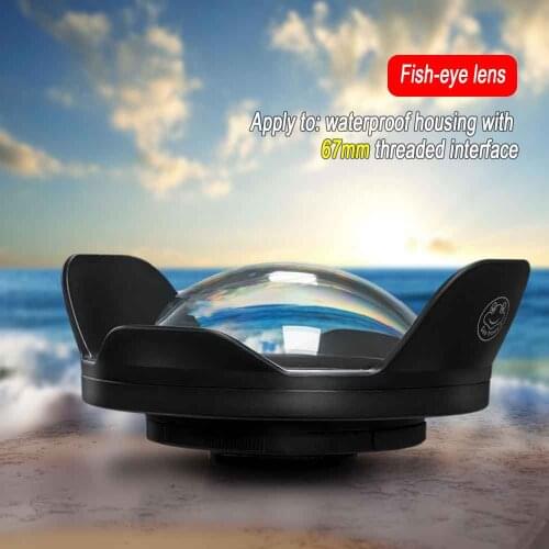 67mm 0.7x Fisheye Wide Angle Wet Correctional Dome Port Lens for Underwater waterproof Diving Camera Housing Case bag Cover