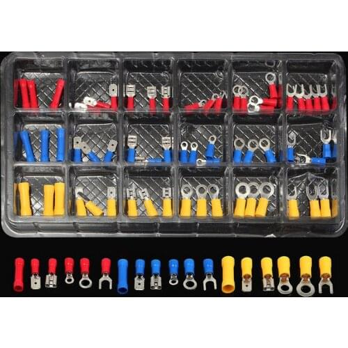 76pcs Insulated Cable Connector Electrical Wire Assorted Crimp Spade Butt Ring Fork Set Ring Lugs Rolled Terminals Kit