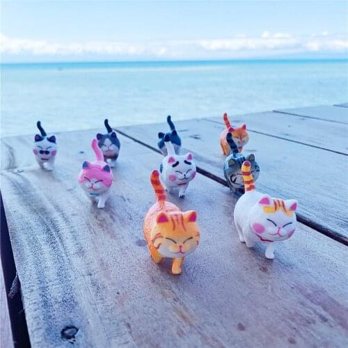9Pcs/Set Lovely Cat Ornaments Kawaii Japan Anime Animal Cat Action Figure Home Decoration Toy Collectible Model Kids Toys Gift
