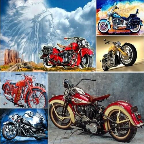 5D DIY Diamond Painting Motorcycle Motorcycle Picture Full Drill Cross Stitch Kit Rhinestone Embroidery Mosaic Gift Home Decor