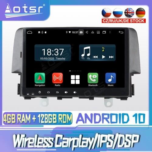 Android 10 PX6 128G For HONDA CIVIC 2016 2017 Carplay DVD GPS Navigation Auto Radio Stereo Video Multimedia Player HeadUnit 2din