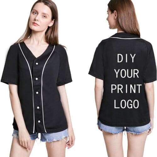 Customized Print Baseball Short Sleeve T Shirt Custom T Shirts DIY Casual White Black Photo Logo Baseball Shirt T-shirt Tops