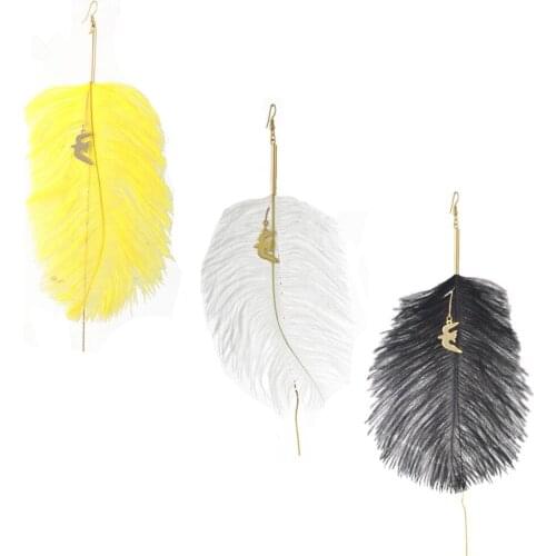 Large 1 pcs Long Feathers Drop Earrings Hiphop/Rock Tassel Chain Small Gold Pigeon Pendant Earring Fashion individuation Jewelry