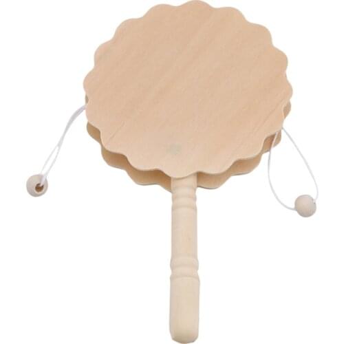 Baby Kids Cartoon Wooden Toy Chinese Traditional Rattle Drum Spin Fun Toys Hand Bell Music Toys Baby Stroller Comfort Toy Gift