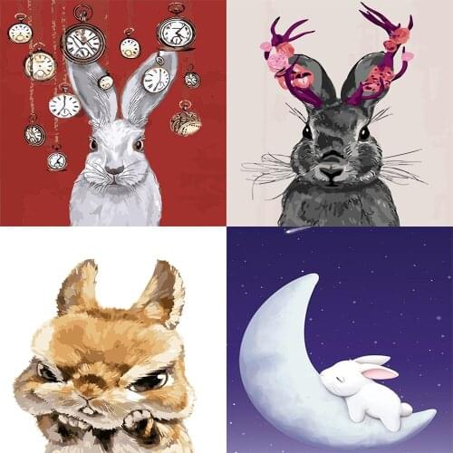 Cute Rabbit Animal DIY Painting By Numbers Acrylic Paint By Numbers Hand Painted Oil Painting On Canvas For Home Decor