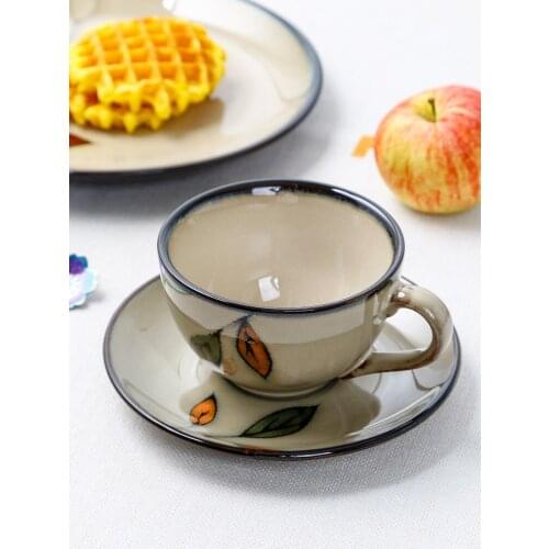 Coffee cup saucer set ceramic coffee cup Japanese tea cup set household afternoon tea simple cup and saucer combination