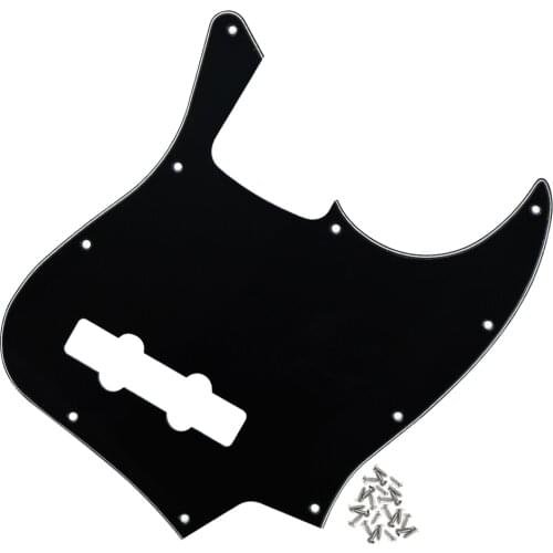 FLEOR Electric Bass Guitar Pickguard Pick Guard Scratch Plate Black 3Ply & Screws for Jazz JB Bass Guitar 4 String Bass Parts
