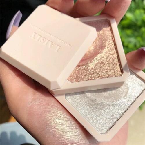 NewDouble-layer Highlighter Shadow Facial Makeup Face Bronzer High Gloss Shimmer Powder Makeup Cosmetic Highlighter Powder