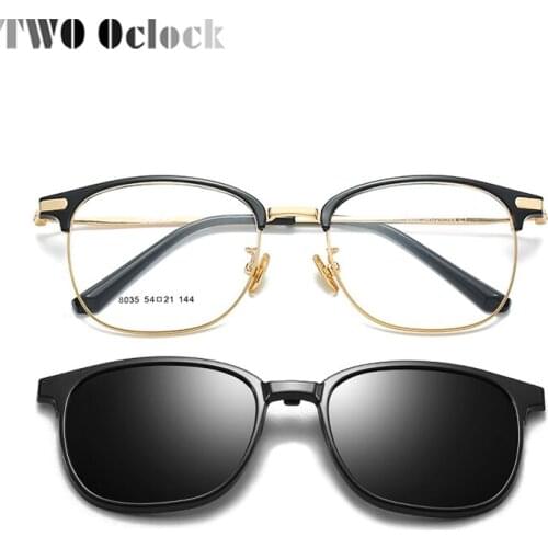 TWO Oclock High Quality TR90 Prescription Glasses With Magnetic Clip On 2 In 1 Nearsighted Myopia Sunglass Customs 0Degree Z8035