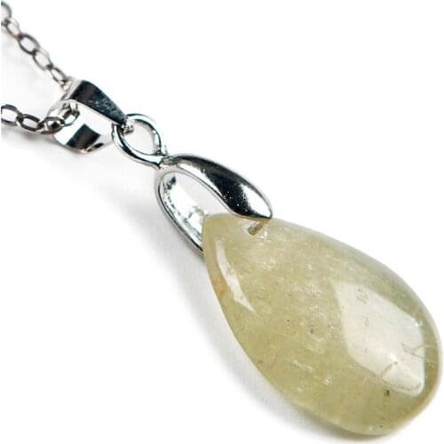 Genuine Natural Green Kunzite Gemstone Crystal Water Drop Bead Pendant 25*16*4mm