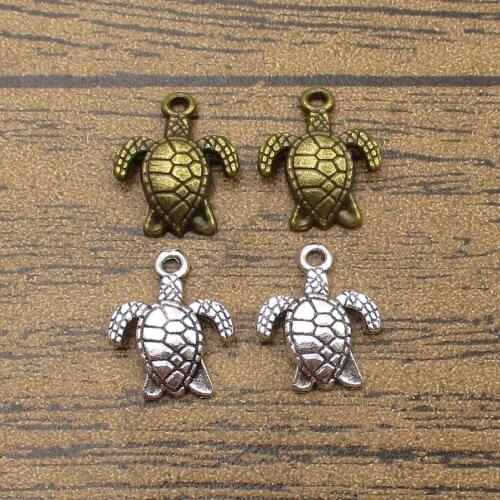 Little Turtle Charms 50PCS/Lot 15×12mm Tortoise Pendant Cuckold Handmade Jewelry Supplies 2 Colors Available-RS407