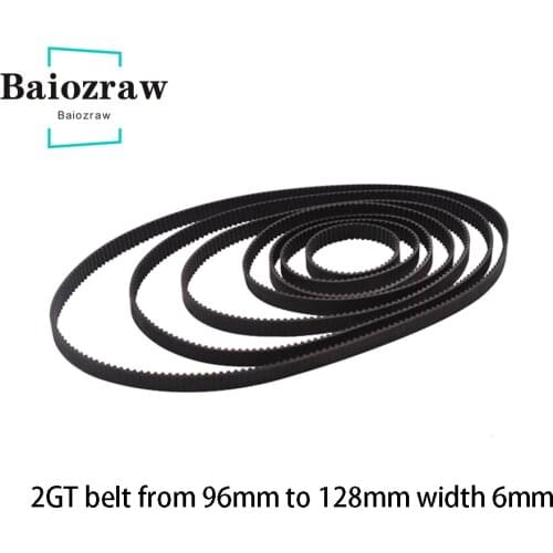 3D Printer Parts GT2 6mm Closed Loop Rubber Timing Belt 96 98 100 102 104 106 108 110 112 114 116 118 120 122 124 126 130mm 2GT