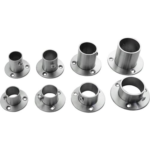 1Pcs Thick Stainless Steel Flange Seat for Wardrobe Curtain Cloth Rod Seat Round Tube Seats Bracket Household Furniture Hardware