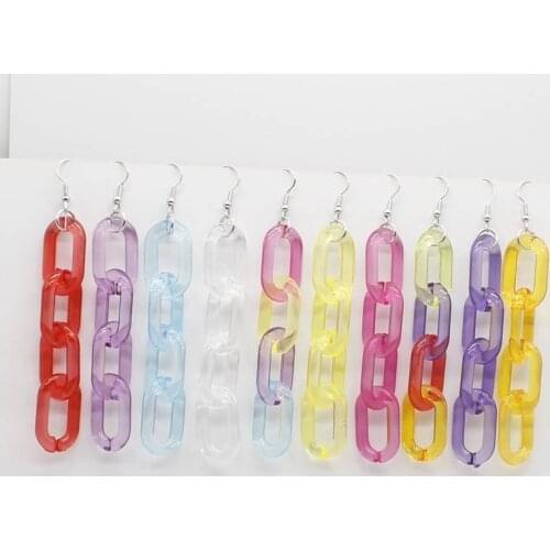 Transparent candy-colored long chain earrings exaggerated tassel earrings punk jump bar dance performance party ladies gift jewe