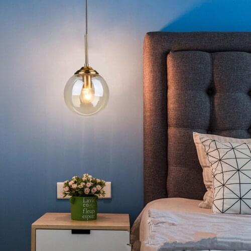 LED Glass Lampshade Pendant Lamp Fixture For Dining Room Bedroom Decoration Lighting Glass Ball Lampshade LED Hanging Lights