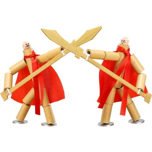 Pupils Boys Funny DIY Craft Handmade Creative Bamboo Man Battle Kids Play Toy