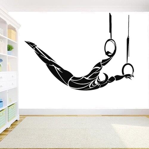 Vinyl Wall Decal Air Athlete Gymnastics Rings Wall Stickers Gymnast Sport Stickers for Home Bedroom Decoration Wallpaper C092